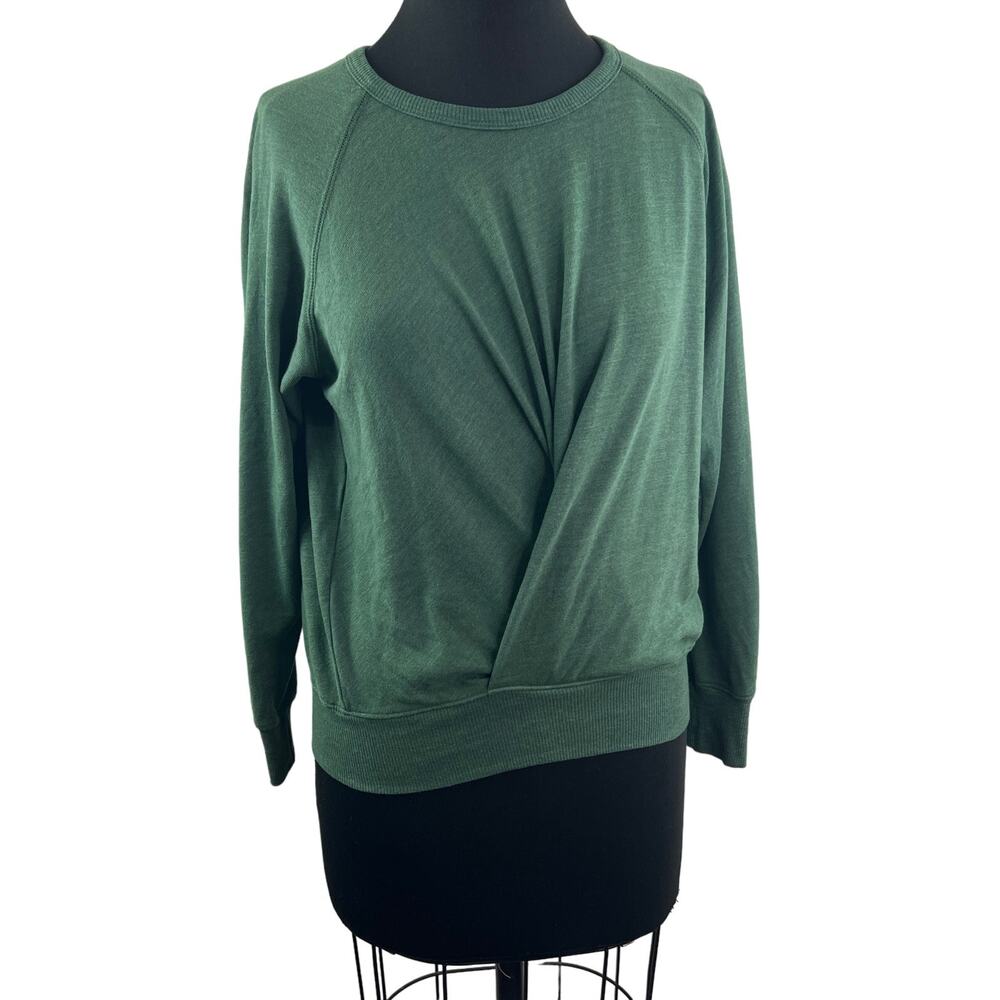 Anthropologie Sundry Twist Front Moss Green Sweatshirt Crewneck Pullover Size 0